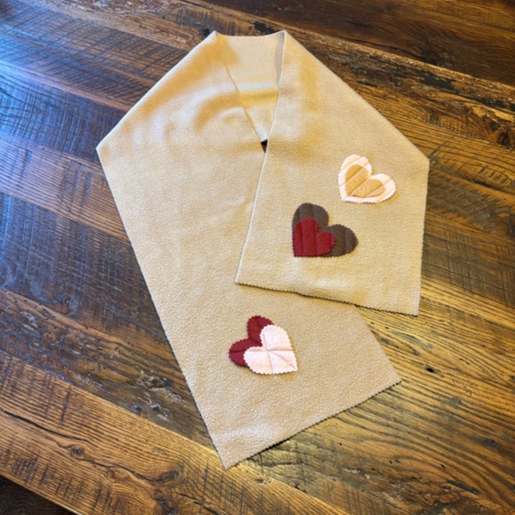 2 Cozy, Unique & Cute Handmade Fleece Scarves with Fleece Hearts - Picture 6 of 14